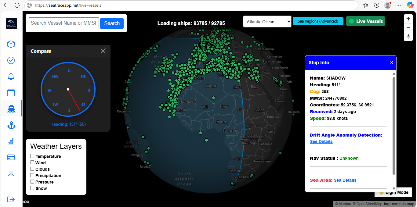 Ship tracking dashboard